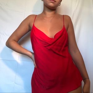 Zara Red Cami Silk Top